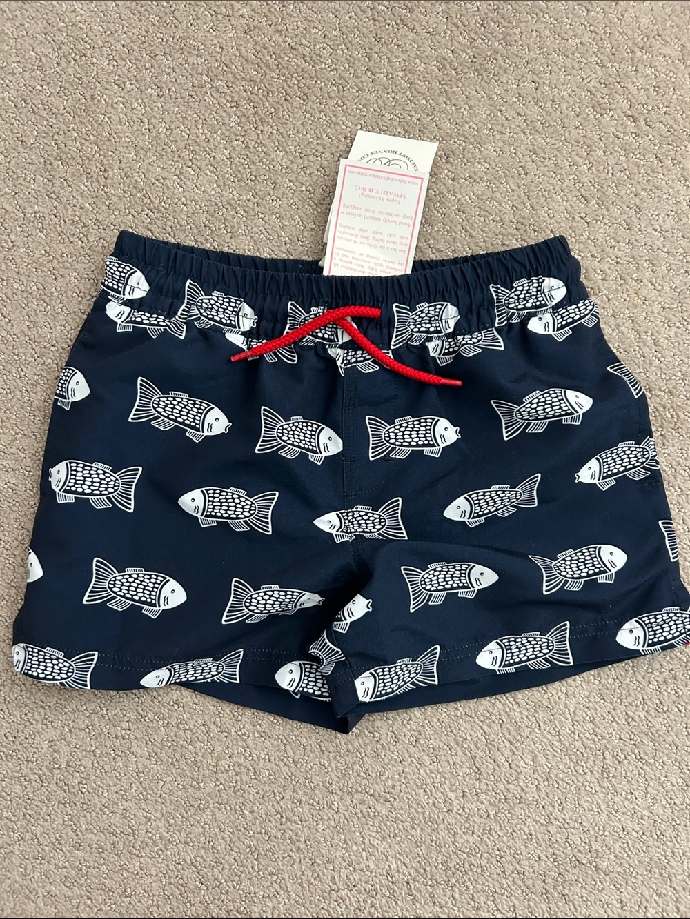 NWT Beaufort Bonnet Company navy fish swim trunks